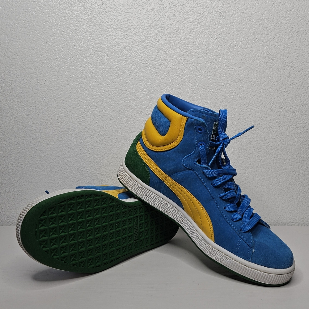 Puma Blue and Yellow Dynamic High-Top Sneakers